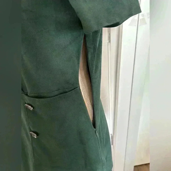 Zara Trafaluc Short Sleeve Velvet Mini Dress Women's Size M Deep Green - Picture 6 of 10